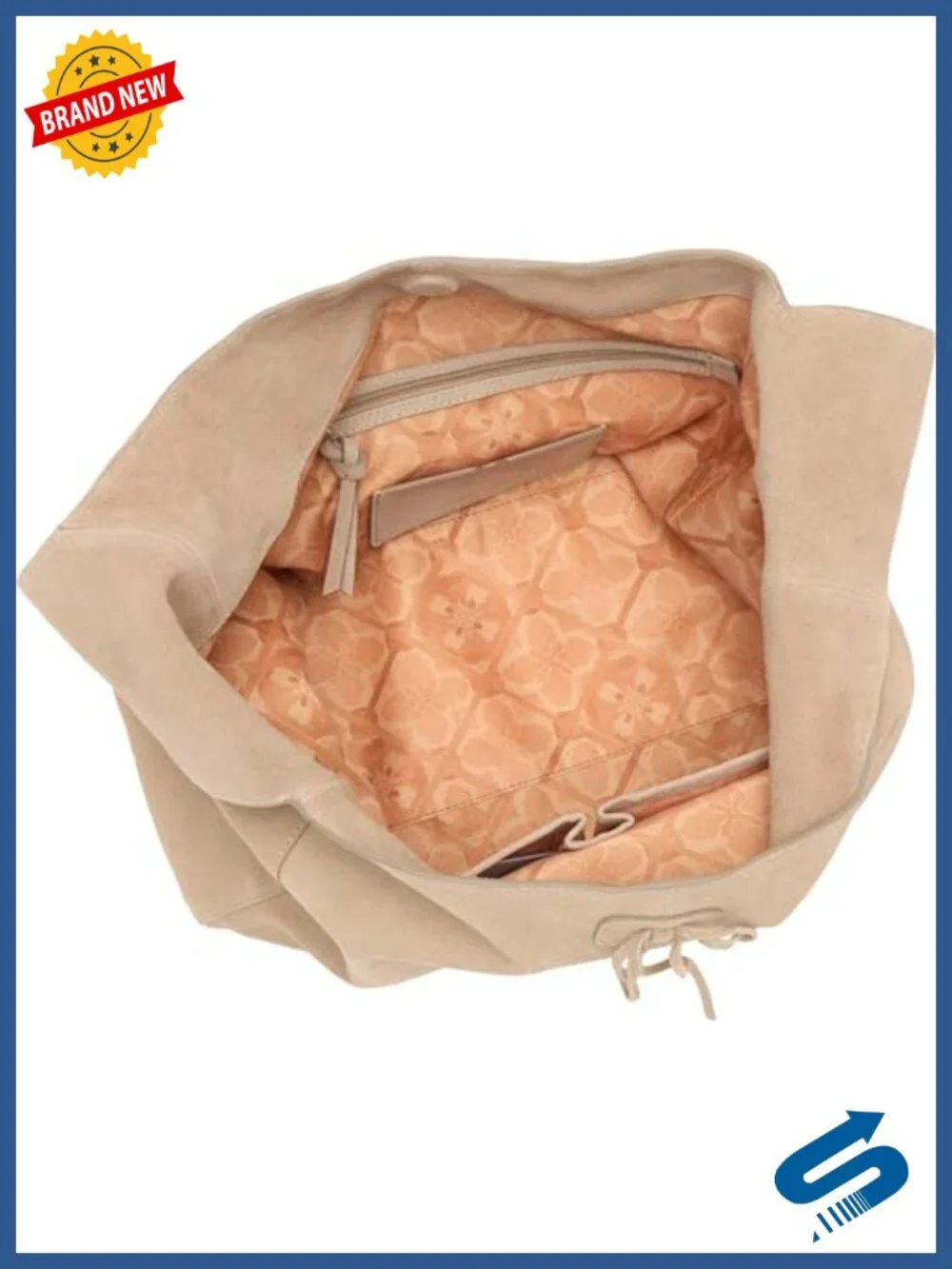 Medium Suede Hobo Bag with Magnet Closure